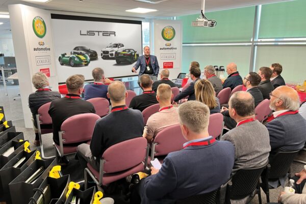 Lawrence Whittaker owner of Lister Cars speaking at Lister HQ